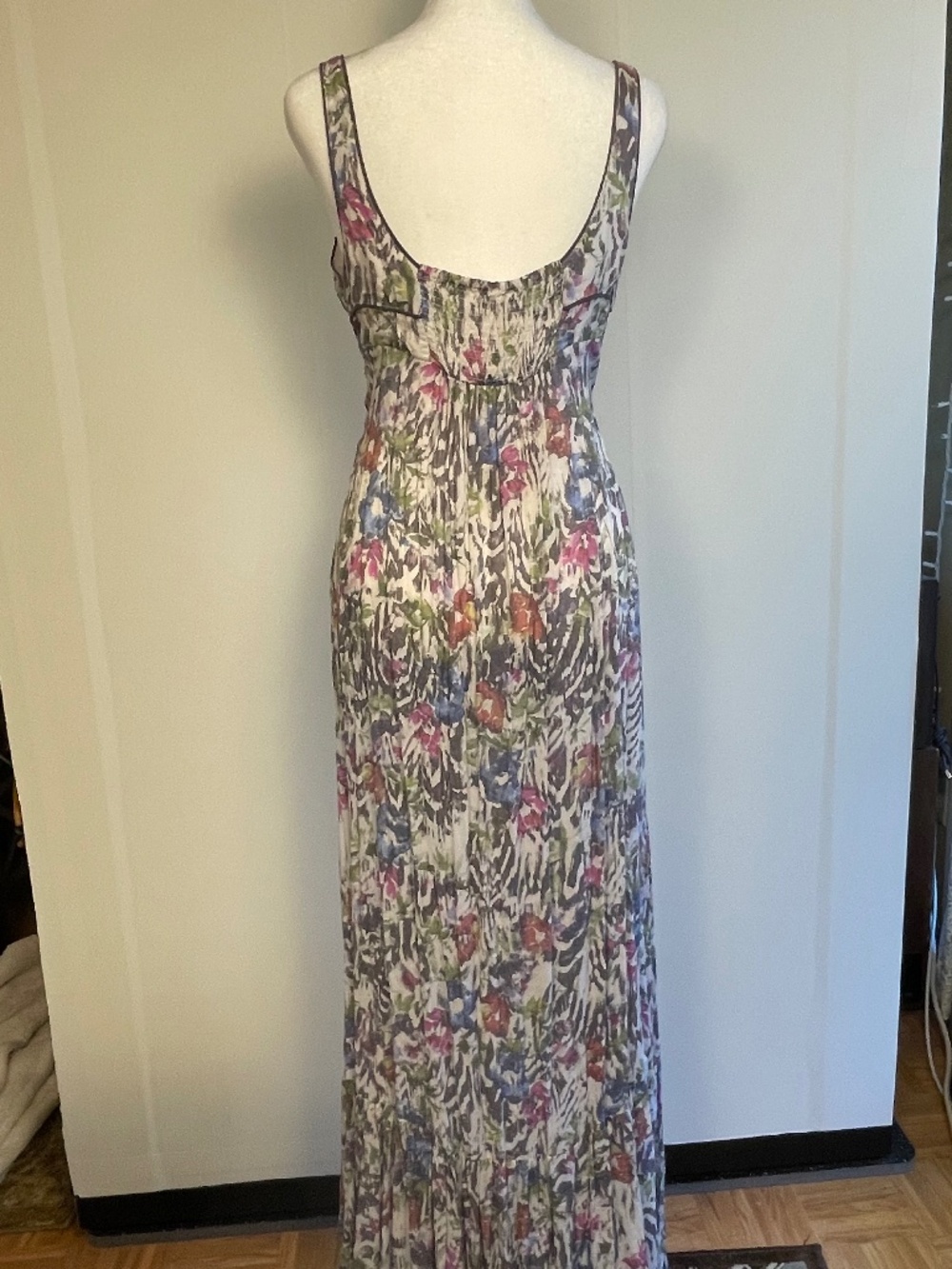 FREE PEOPLE High-Low Maxi Dress Romantic Floral Zebra NWT - Stone Combo Size 10 - Picture 6 of 16